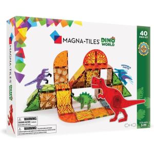 imageMAGNATILES Dino World 40Piece Magnetic Construction Set The ORIGINAL Magnetic Building Brand
