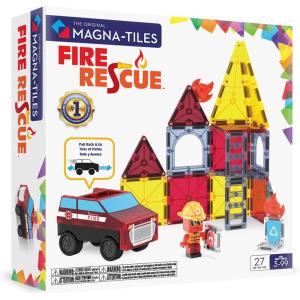 imageMAGNATILES Fire Rescue 27Piece Magnetic Construction Set The Original Magnetic Building Brand