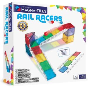 imageMAGNATILES Rail Racers 33Piece Magnetic Construction Set The Original Magnetic Building Brand33Piece