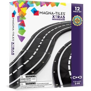 imageMAGNATILES XTRAS Roads 12 Piece Magnetic Construction Set The ORIGINAL Magnetic Building Brand