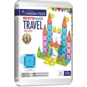 imageMAGNATILES microMAGS Travel Set Deluxe 55Piece Magnetic Construction Set The Original Magnetic Building Brand