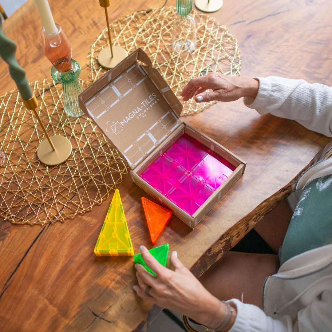 imageMAGNATILES Color Shop NEON 20Piece Magnetic Construction Set The Original Magnetic Building BrandNeon