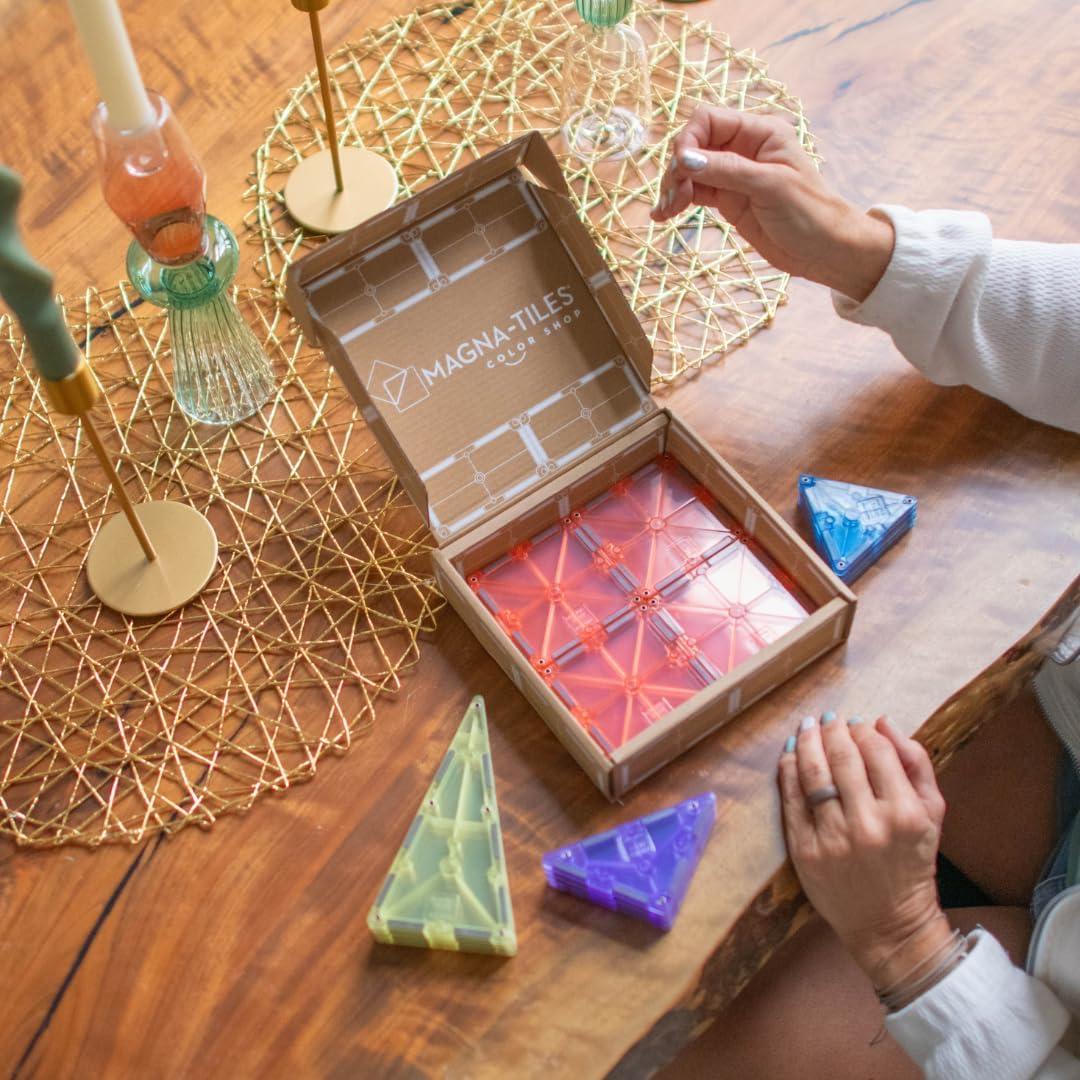 imageMAGNATILES Color Shop NEON 20Piece Magnetic Construction Set The Original Magnetic Building BrandPastel