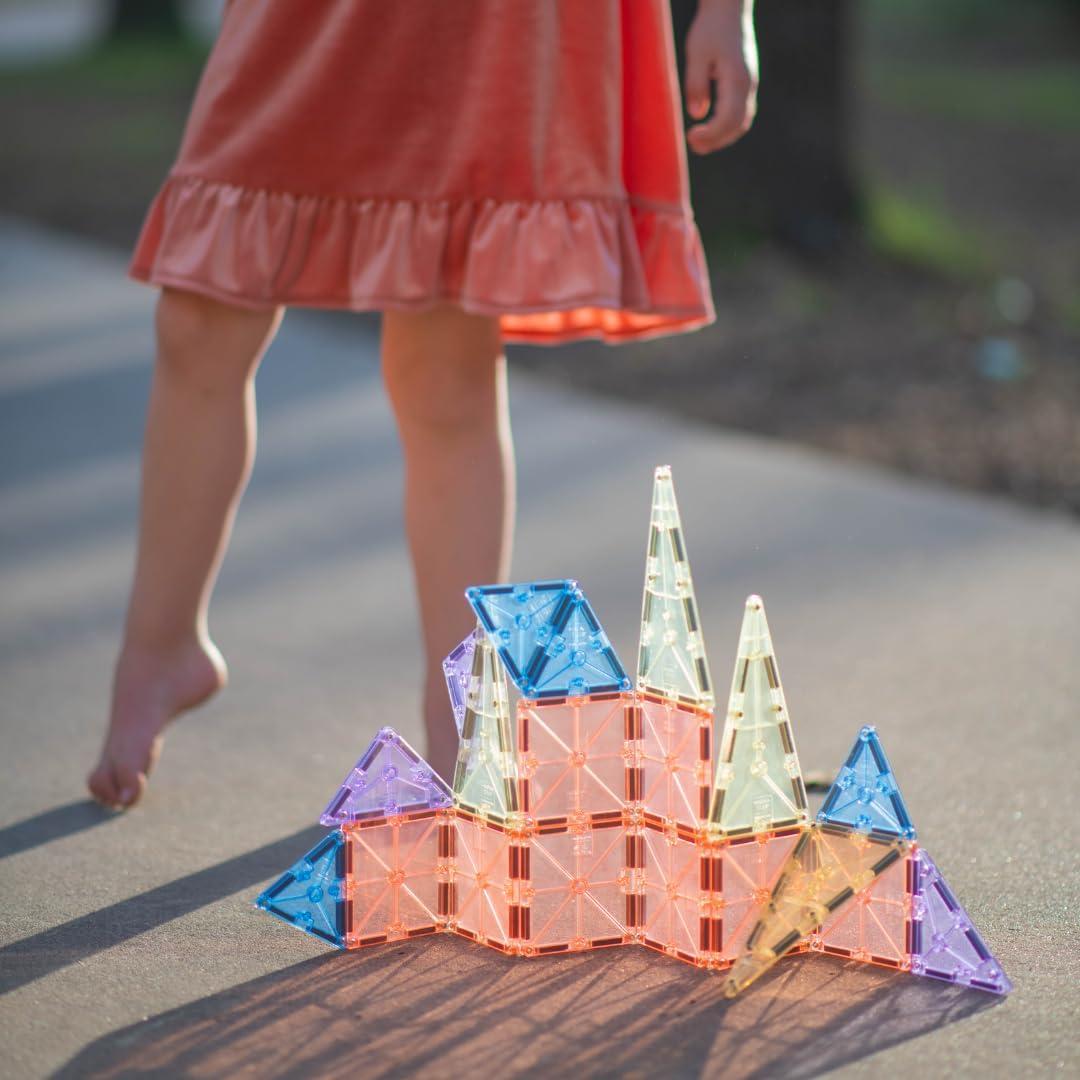 imageMAGNATILES Color Shop NEON 20Piece Magnetic Construction Set The Original Magnetic Building BrandPastel