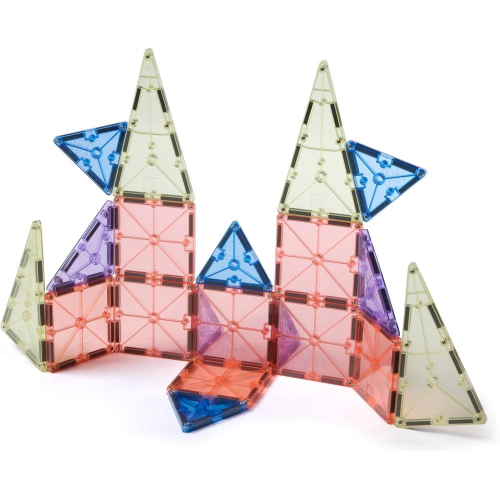 imageMAGNATILES Color Shop NEON 20Piece Magnetic Construction Set The Original Magnetic Building BrandPastel