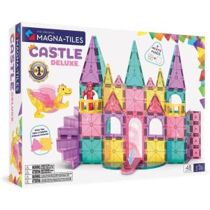 imageMAGNATILES Castle DLX 48Piece Magnetic Construction Set The Original Magnetic Building Brand