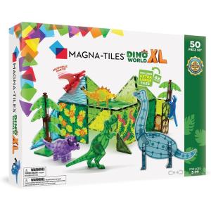 imageMAGNATILES Dino World XL 50Piece Magnetic Construction Set The ORIGINAL Magnetic Building Brand