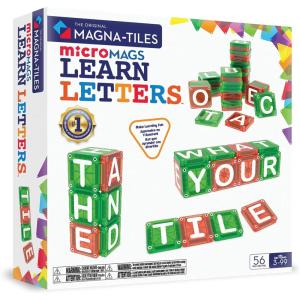 imageMagnaTiles microMAGS Learn Letters 56Piece Magnetic Construction Set The Original Magnetic Building Brand